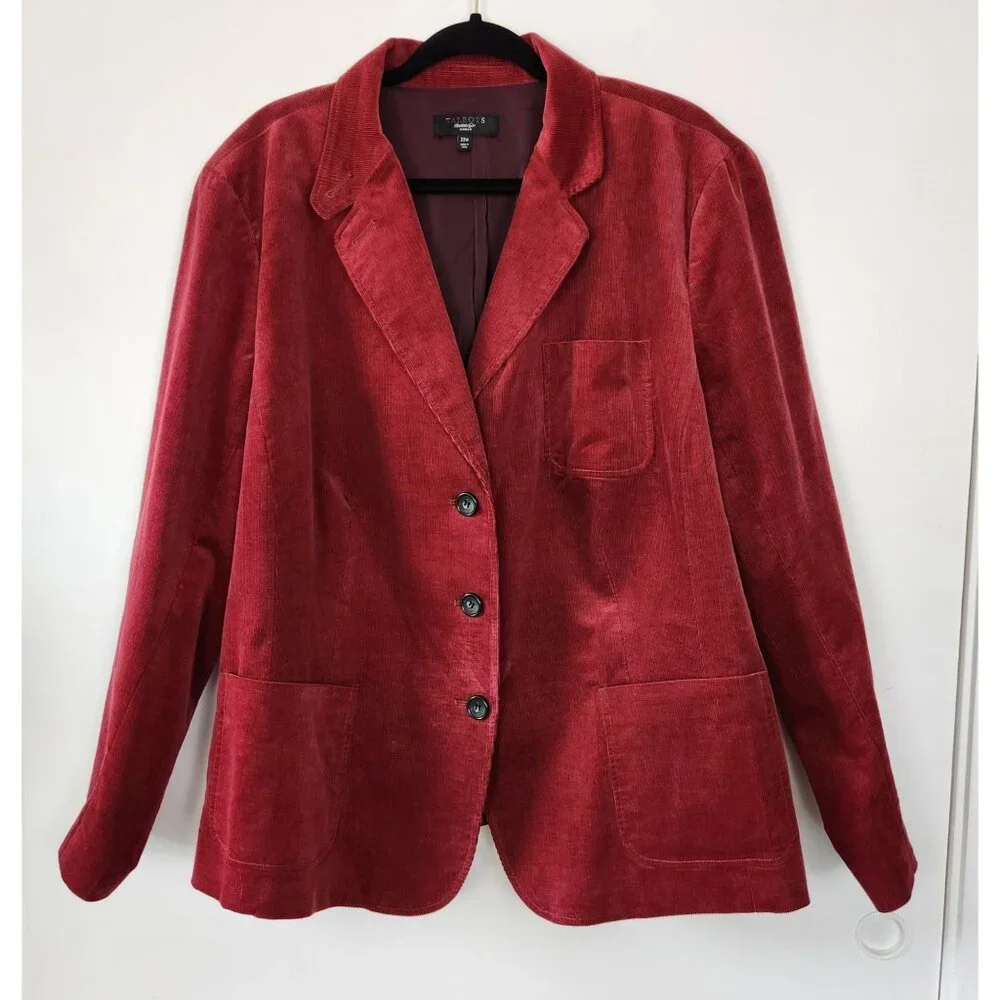 Talbots Woman Red Corduroy Blazer, Size 22W, Washable, Preppy, Business Casual - Picture 1 of 8